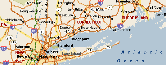 Map : New York - Hartford
