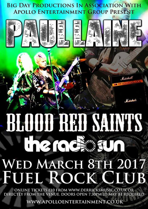 Paul Laine at Fuel Rock, Cardiff, Wales, UK : March 8, 2017