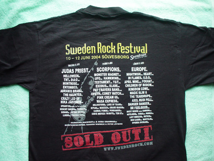 Sweden Rock Festival T-Shirt (Back)