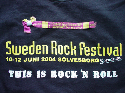 Sweden Rock Festival T-Shirt (Front) & June 12 Tag